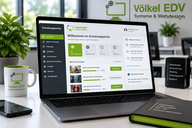 Digitales Schulungsportal für Mitarbeiterschulungen, Prüfungen und Zertifikate