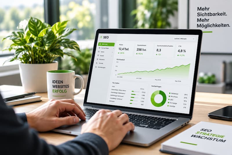 SEO-Auswertung mit Sichtbarkeit, Besuchern und Anfragen