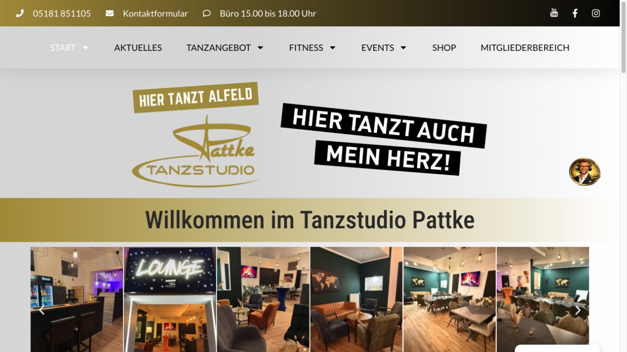 Referenzen Webdesign 3 Screenshot der Website Tanzstudio Pattke